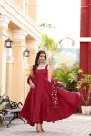 ATTRACTIVE SATIN SILK PLAIN GOWN WITH EMBROIDERY SEQUENCE WORK DUPATTA FESTIVAL WEAR WHOLESALE PRICE ETHNIC GARMENT (13)