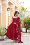 ATTRACTIVE SATIN SILK PLAIN GOWN WITH EMBROIDERY SEQUENCE WORK DUPATTA FESTIVAL WEAR WHOLESALE PRICE ETHNIC GARMENT (13)