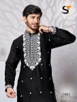 ATTRACTIVE SILK EMBROIDERY WORK MENS KURTA PAJAMA FESTIVAL WEAR WHOLESALE PRICE ETHNIC GARMENT (3)