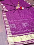 ATTRACTIVE SILK JACQUARD BORDER WITH BANDHANI PRINT WORK SAREE WITH UNSTITCHED BLOUSE FESTIVAL WEAR WHOLESALE PRICE ETHNIC GARMENT (4)