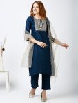 ATTRACTIVE SLUB COTTON EMBROIDERY SEQUENCE WORK TOP BOTTOM WITH DUPATTA OFFICE WEAR WHOLESALE PRICE ETHNIC GARMENT 1 (3)