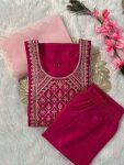 ATTRACTIVE SLUB COTTON EMBROIDERY SEQUENCE WORK TOP BOTTOM WITH DUPATTA OFFICE WEAR WHOLESALE PRICE ETHNIC GARMENT 2 (4)