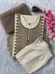 ATTRACTIVE SLUB COTTON EMBROIDERY SEQUENCE WORK TOP BOTTOM WITH DUPATTA OFFICE WEAR WHOLESALE PRICE ETHNIC GARMENT 4 (2)