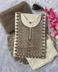 ATTRACTIVE SLUB COTTON EMBROIDERY SEQUENCE WORK TOP BOTTOM WITH DUPATTA OFFICE WEAR WHOLESALE PRICE ETHNIC GARMENT 4 (2)