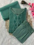 ATTRACTIVE SLUB COTTON EMBROIDERY SEQUENCE WORK TOP BOTTOM WITH DUPATTA OFFICE WEAR WHOLESALE PRICE ETHNIC GARMENT 5 (3)