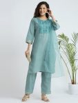 ATTRACTIVE SLUB COTTON EMBROIDERY SEQUENCE WORK TOP BOTTOM WITH DUPATTA OFFICE WEAR WHOLESALE PRICE ETHNIC GARMENT 5 (3)