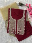 ATTRACTIVE SLUB COTTON EMBROIDERY SEQUENCE WORK TOP BOTTOM WITH DUPATTA OFFICE WEAR WHOLESALE PRICE ETHNIC GARMENT 7 (1)