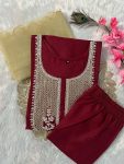 ATTRACTIVE SLUB COTTON EMBROIDERY SEQUENCE WORK TOP BOTTOM WITH DUPATTA OFFICE WEAR WHOLESALE PRICE ETHNIC GARMENT 7 (1)