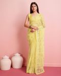 ATTRACTIVE SOFT NET SEQUENCE WITH CUT WORK SAREE WITH UNSTITCHED BLOUSE PARTY WEAR WHOLESALE PRICE ETHNIC GARMENT 1) (2)