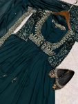 ATTRACTIVE VICHITRA SILK EMBROIDERY SEQUENCE WORK GOWN ATTACHED KOTI WITH DUPATTA FESTIVAL WEAR WHOLESALE PRICE ETHNIC GARMENT (3)