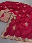 ATTRACTIVE VICHITRA SILK SEQUENCE EMBROIDERY WORK SAREE WITH UNSTITCHED BLOUSE PARTY WEAR WHOLESALE PRICE ETHNIC GARMENT (5)