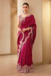 ATTRACTIVE VICHITRA SILK SEQUENCE EMBROIDERY WORK SAREE WITH UNSTITCHED BLOUSE PARTY WEAR WHOLESALE PRICE ETHNIC GARMENT (5)
