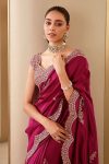 ATTRACTIVE VICHITRA SILK SEQUENCE EMBROIDERY WORK SAREE WITH UNSTITCHED BLOUSE PARTY WEAR WHOLESALE PRICE ETHNIC GARMENT (5)