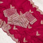 ATTRACTIVE VICHITRA SILK SEQUENCE EMBROIDERY WORK SAREE WITH UNSTITCHED BLOUSE PARTY WEAR WHOLESALE PRICE ETHNIC GARMENT (5)