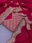 ATTRACTIVE VICHITRA SILK SEQUENCE EMBROIDERY WORK SAREE WITH UNSTITCHED BLOUSE PARTY WEAR WHOLESALE PRICE ETHNIC GARMENT (5)