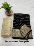 ATTRACTIVE VISCOSE GEORGETTE GOLA JACQUARD BORDER WORK SAREE WITH UNSTITCHED SEQUENCE WORK BLOUSE PARTY WEAR WHOLESALE PRICE ETHNIC GARMENT (6)