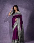 DESIGNER BANARASI SILK GOLD ZARI WEAVING WORK SAREE WITH UNSTITCHED BLOUSE WINE