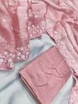 DESIGNER BURBERRY SILK SEQUENCE EMBROIDERY WITH CUT WORK SAREE WITH UNSTITCHED BLOUSE PARTY WEAR WHOLESALE PRICE ETHNIC GARMENT 1 (1)
