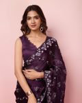 DESIGNER BURBERRY SILK SEQUENCE EMBROIDERY WITH CUT WORK SAREE WITH UNSTITCHED BLOUSE PARTY WEAR WHOLESALE PRICE ETHNIC GARMENT (6)