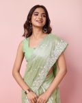 DESIGNER BURBERRY SILK SEQUENCE EMBROIDERY WITH CUT WORK SAREE WITH UNSTITCHED BLOUSE PARTY WEAR WHOLESALE PRICE ETHNIC GARMENT (9)