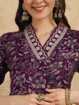 DESIGNER CHANDERI SILK PRINTED EMBROIDERY WORK TOP BOTTOM WITH DUPATTA PARTY WEAR WHOLESALE PRICE ETHNIC GARMENT (7)