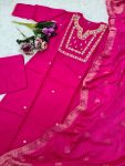 DESIGNER CHANDERI SILK SEQUENCE EMBROIDERY CODING WORK TOP BOTTOM WITH DUPATTA PARTY WEAR WHOLESALE PRICE ETHNIC GARMENT (5)