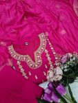 DESIGNER CHANDERI SILK SEQUENCE EMBROIDERY CODING WORK TOP BOTTOM WITH DUPATTA PARTY WEAR WHOLESALE PRICE ETHNIC GARMENT (5)