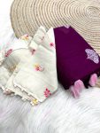 DESIGNER CHANDERI THREAD WORK SAREE WITH STITCHED BLOUSE PARTY WEAR WHOLESALE PRICE ETHNIC GARMENT (2)