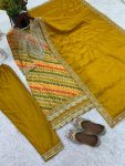 DESIGNER CHINON EMBROIDERY SEQUENCE TOP BOTTOM WITH DUPATTA PARTY WEAR WHOLESALE PRICE ETHNIC GARMENT (2)