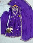 DESIGNER CHINON EMBROIDERY SEQUENCE WORK TO BOTTOM WITH DUPATTA PARTY WEAR WHOLESALE PIRCE ETHNIC GARMENT (2)