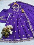 DESIGNER CHINON EMBROIDERY SEQUENCE WORK TO BOTTOM WITH DUPATTA PARTY WEAR WHOLESALE PIRCE ETHNIC GARMENT (2)