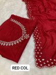 DESIGNER CHINON REAL JARKAN DIAMOND WORK SAREE WITH UNSTITCHED BLOUSE FESTIVAL WEAR WHOLESALE PRICE ETHNIC GARMENT (3)