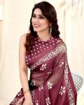 DESIGNER CHINON SILK BATIK PRINT WORK SAREE WITH UNSTITCHED BLOUSE FESTIVAL WEAR WHOLESALE PRICE ETHNIC GARMENT (16)