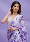 DESIGNER CHINON SILK DIGITAL PRINT AND SEQUENCE WORK SAREE WITH UNSTITCHED BLOUSE PARTY WEAR WHOLESALE PRICE ETHNIC GARMENT (7)