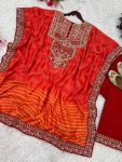 DESIGNER CHINON SILK EMBROIDERY CODING DORI -SEQUENCE WORK KAFTAN WITH BOTTOM FESTIVAL WEAR WHOLESALE PRICE ETHNIC GARMENT (2)