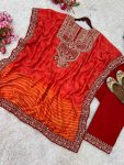 DESIGNER CHINON SILK EMBROIDERY CODING DORI -SEQUENCE WORK KAFTAN WITH BOTTOM FESTIVAL WEAR WHOLESALE PRICE ETHNIC GARMENT (2)