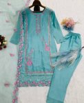 DESIGNER CHINON SILK EMBROIDERY SEQUENCE TOP BOTTOM WITH DUPATTA PARTY WEAR WHOLESALE PRICE ETHNIC GARMENT (3)