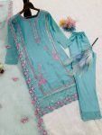 DESIGNER CHINON SILK EMBROIDERY SEQUENCE TOP BOTTOM WITH DUPATTA PARTY WEAR WHOLESALE PRICE ETHNIC GARMENT (3)
