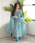 DESIGNER CHINON SILK EMBROIDERY SEQUENCE TOP BOTTOM WITH DUPATTA PARTY WEAR WHOLESALE PRICE ETHNIC GARMENT (3)