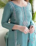 DESIGNER CHINON SILK EMBROIDERY SEQUENCE TOP BOTTOM WITH DUPATTA PARTY WEAR WHOLESALE PRICE ETHNIC GARMENT (3)
