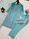 DESIGNER CHINON SILK EMBROIDERY SEQUENCE TOP BOTTOM WITH DUPATTA PARTY WEAR WHOLESALE PRICE ETHNIC GARMENT (3)