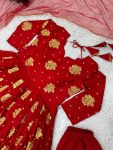 DESIGNER CHINON SILK EMBROIDERY SEQUENCE WORK GOWN BOTTOM WITH DUPATTA FESTIVAL WEAR WHOLESALE PRICE ETHNIC GARMENT (3)