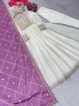 DESIGNER CHINON SILK EMBROIDERY SEQUENCE WORK GOWN BOTTOM WITH DUPATTA FESTIVAL WEAR WHOLESALE PRICE ETHNIC GARMENT 6 (4)