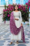 DESIGNER CHINON SILK EMBROIDERY SEQUENCE WORK GOWN BOTTOM WITH DUPATTA FESTIVAL WEAR WHOLESALE PRICE ETHNIC GARMENT 6 (4)