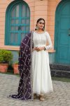 DESIGNER CHINON SILK EMBROIDERY SEQUENCE WORK GOWN BOTTOM WITH DUPATTA PURPLE