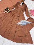 DESIGNER CHINON SILK EMBROIDERY SEQUENCE WORK GOWN BOTTOM WITH DUPATTA PARTY WEAR WHOLESALE PRICE ETHNIC GARMENT (11)