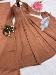 DESIGNER CHINON SILK EMBROIDERY SEQUENCE WORK GOWN BOTTOM WITH DUPATTA PARTY WEAR WHOLESALE PRICE ETHNIC GARMENT (11)