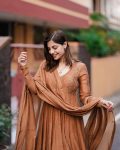 DESIGNER CHINON SILK EMBROIDERY SEQUENCE WORK GOWN BOTTOM WITH DUPATTA PARTY WEAR WHOLESALE PRICE ETHNIC GARMENT (11)
