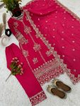 DESIGNER CHINON SILK EMBROIDERY SEQUENCE WORK TOP BOTTOM WITH DUPATTA FESTIVAL WEAR WHOLESALE PRICE ETHNIC GARMENT (2)