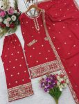 DESIGNER CHINON SILK EMBROIDERY SEQUENCE WORK TOP PALAZZO WITH DUPATTA FESTIVAL WEAR WHOLESALE PRICE ETHNIC GARMENT (14)